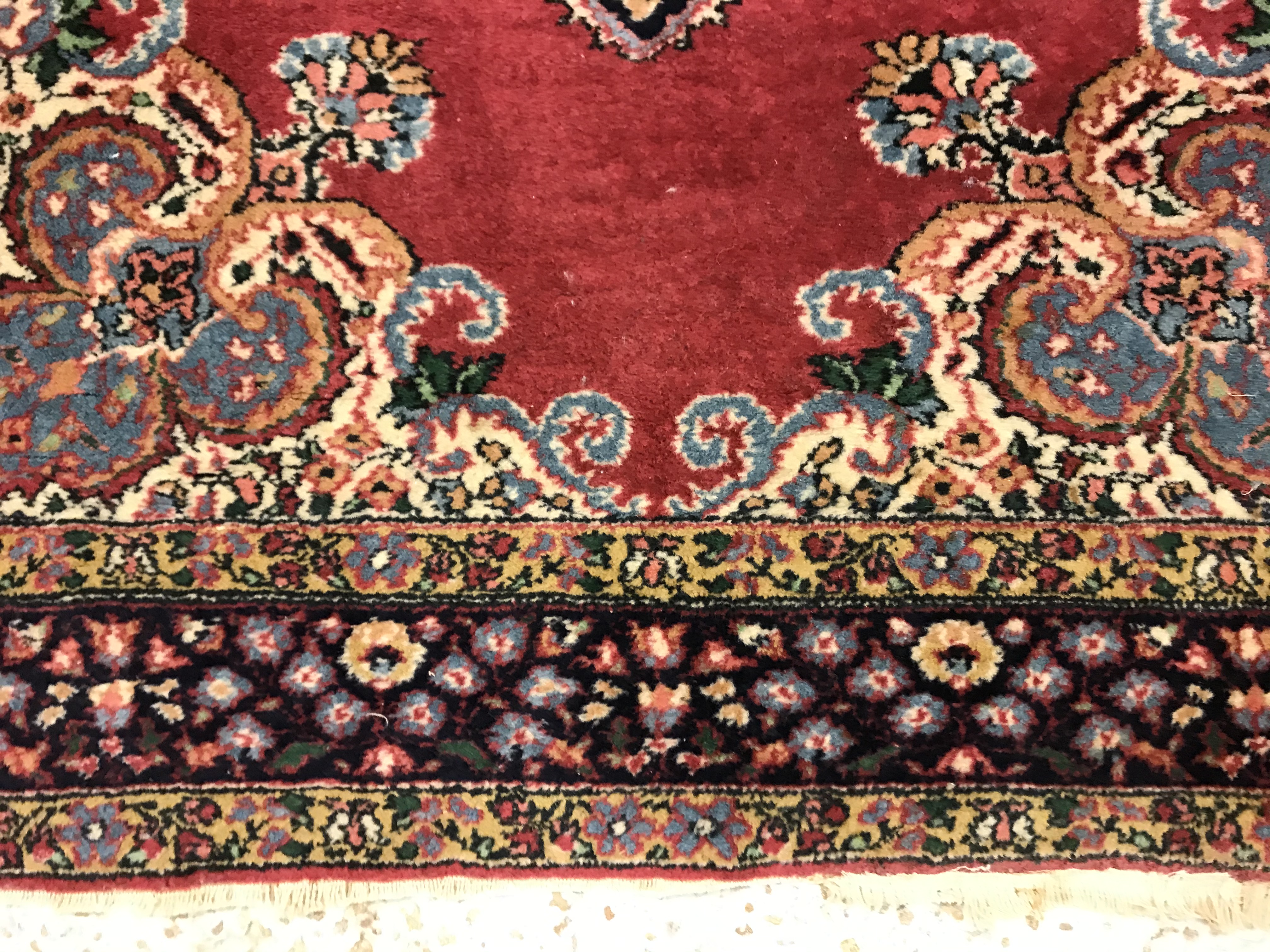 A pair of fine Oriental rugs, the central panels set with floral decorated circular medallion on a - Image 26 of 41