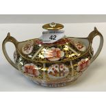 A circa 1830 Spode "Japan" pattern sucrier of oval form with open handles, inscribed to base "