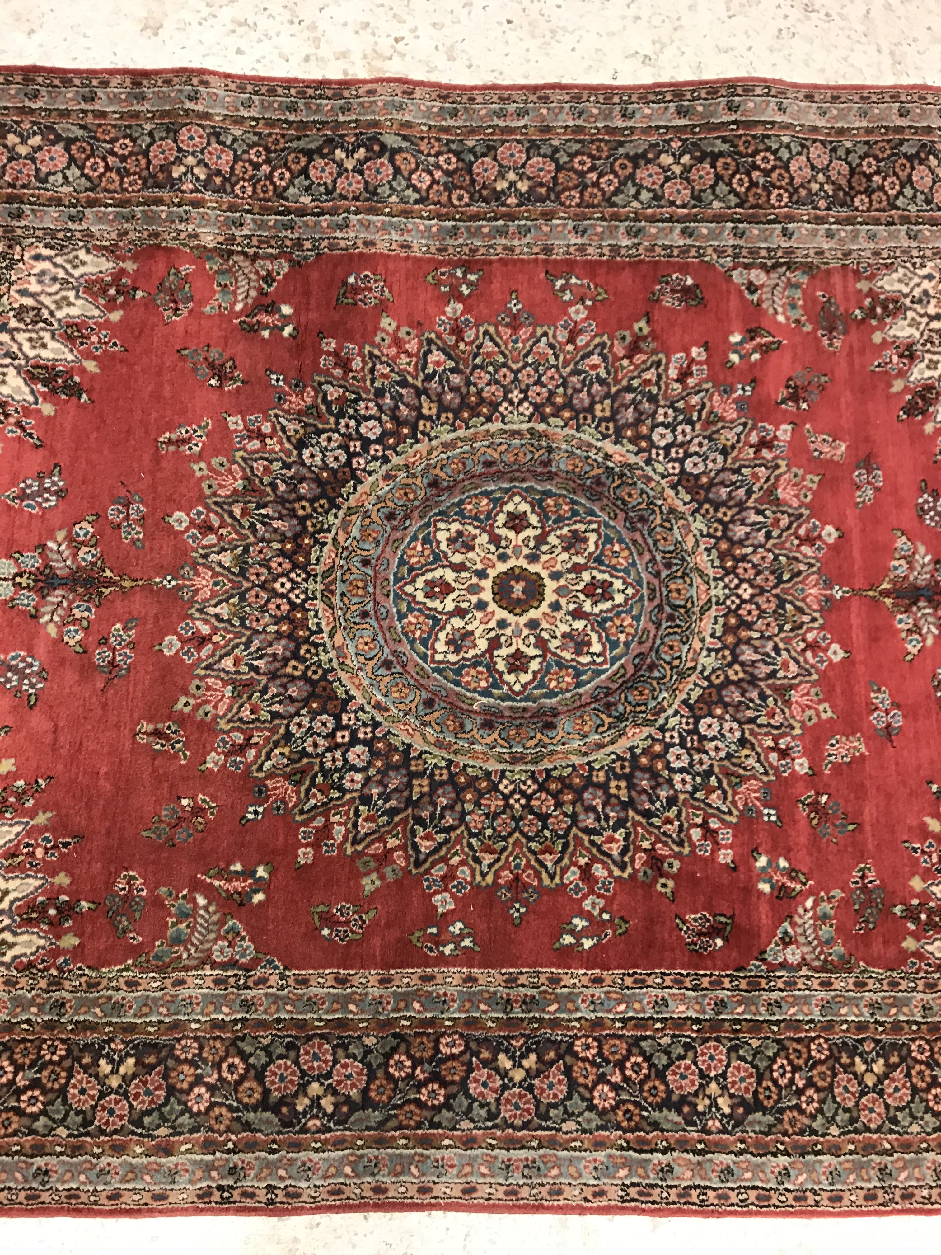 A pair of fine Oriental rugs, the central panel set with floral decorated circular medallion on a - Image 8 of 48