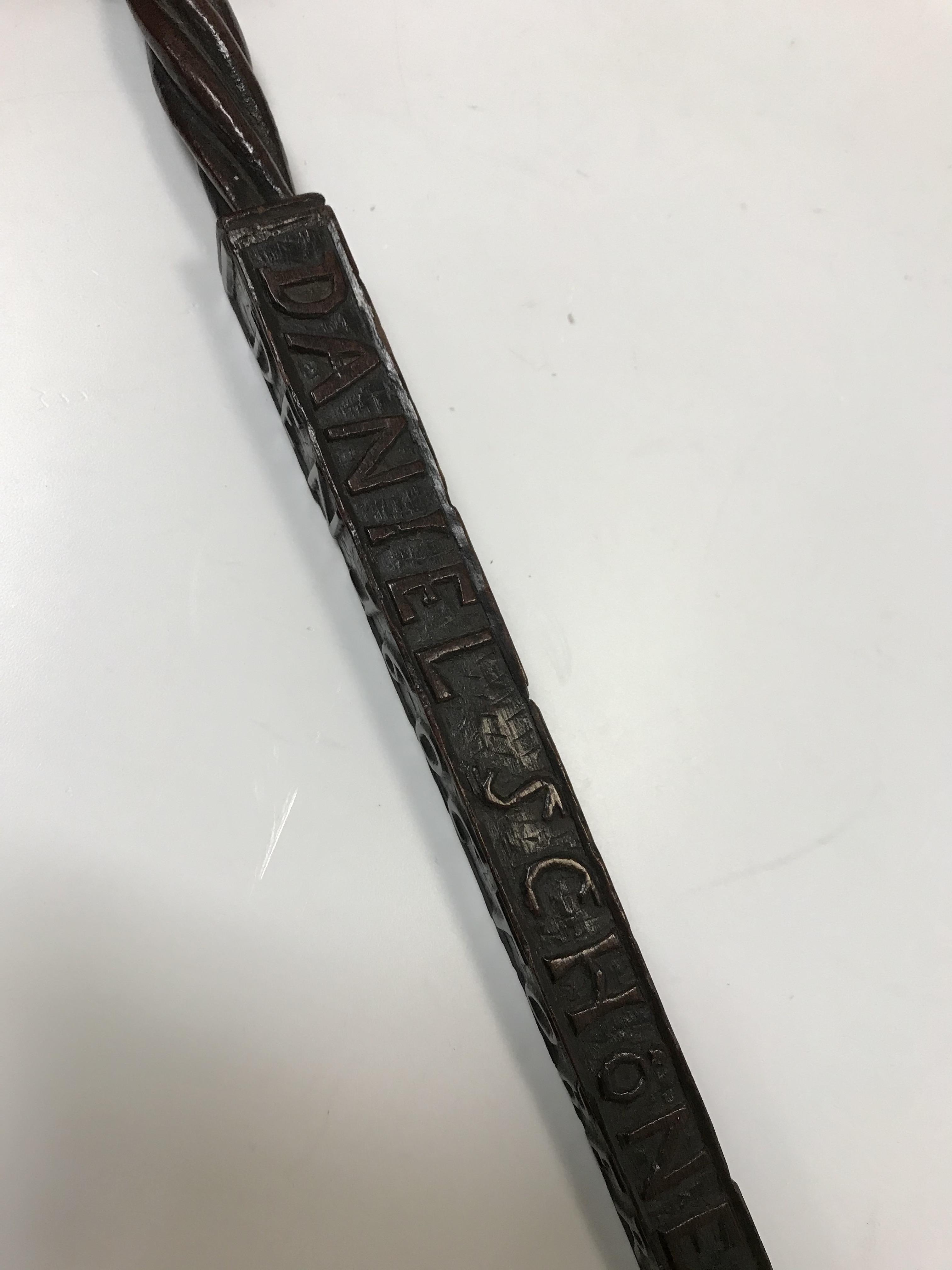 An 18th Century Continental carved treen ware tally stick with clenched fist finial over a rope- - Image 27 of 40