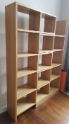 A Heal's oak veneered sectional bookcase (measurements vary as to how set up)