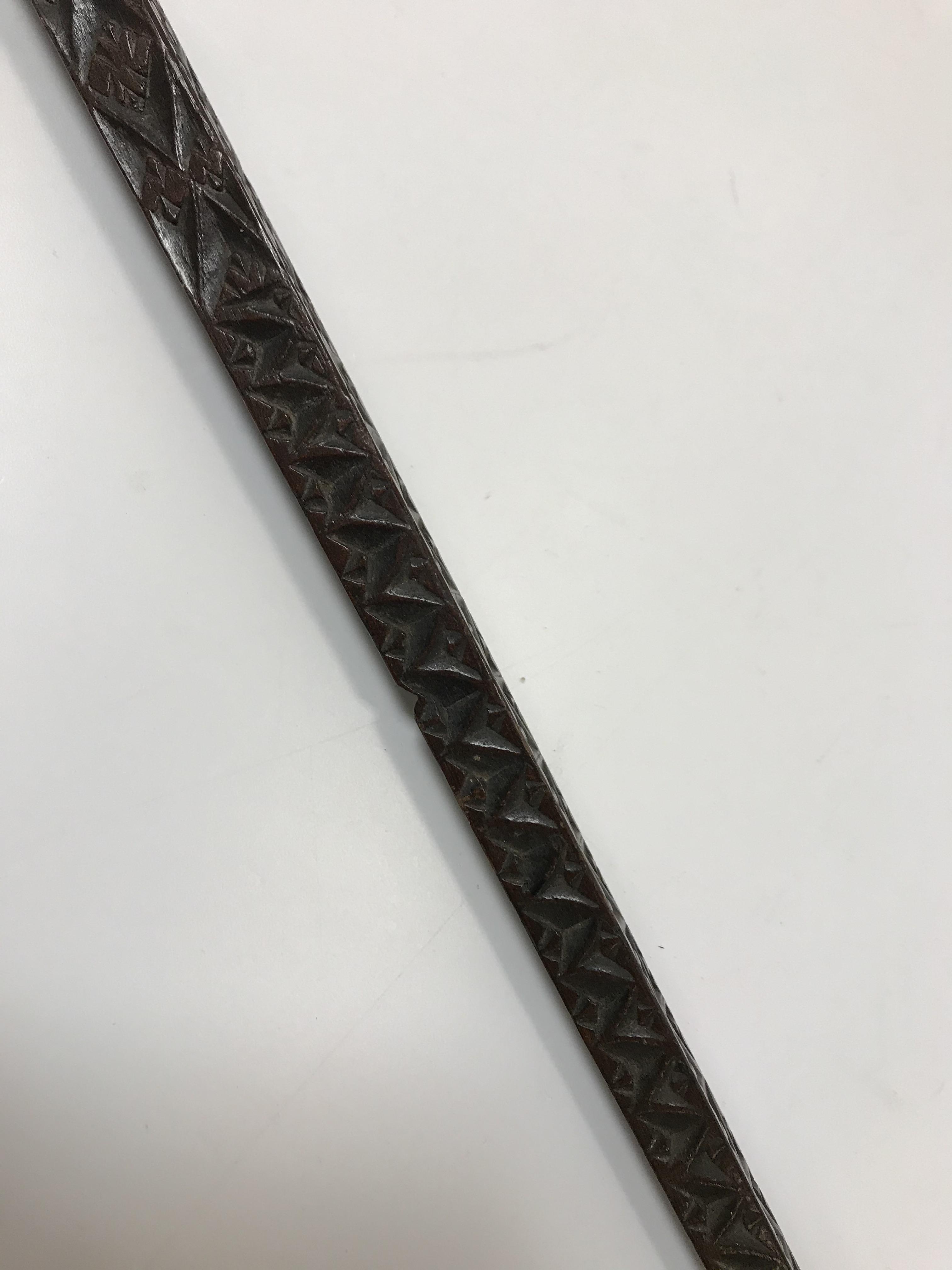 An 18th Century Continental carved treen ware tally stick with clenched fist finial over a rope- - Image 18 of 40