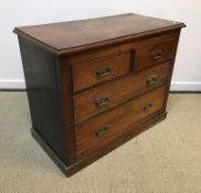 A late Victorian mahogany chest of two short over two long drawers, 96.5 cm wide x 50.5 cm deep x 77