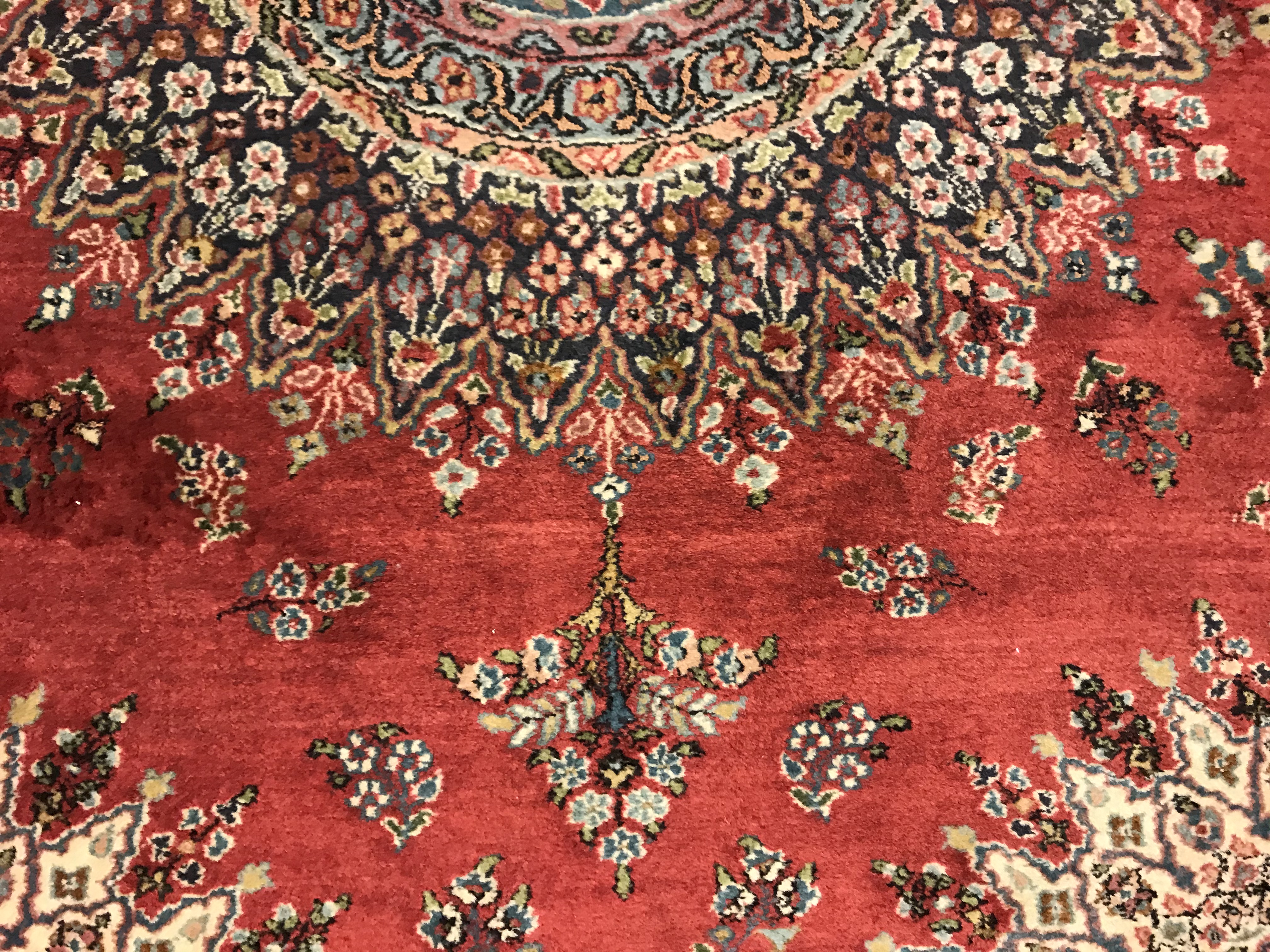 A pair of fine Oriental rugs, the central panel set with floral decorated circular medallion on a - Image 37 of 48