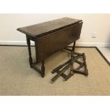 A 19th Century oak rectangular drop-leaf gate-leg dining table with single end drawer, 97 cm wide