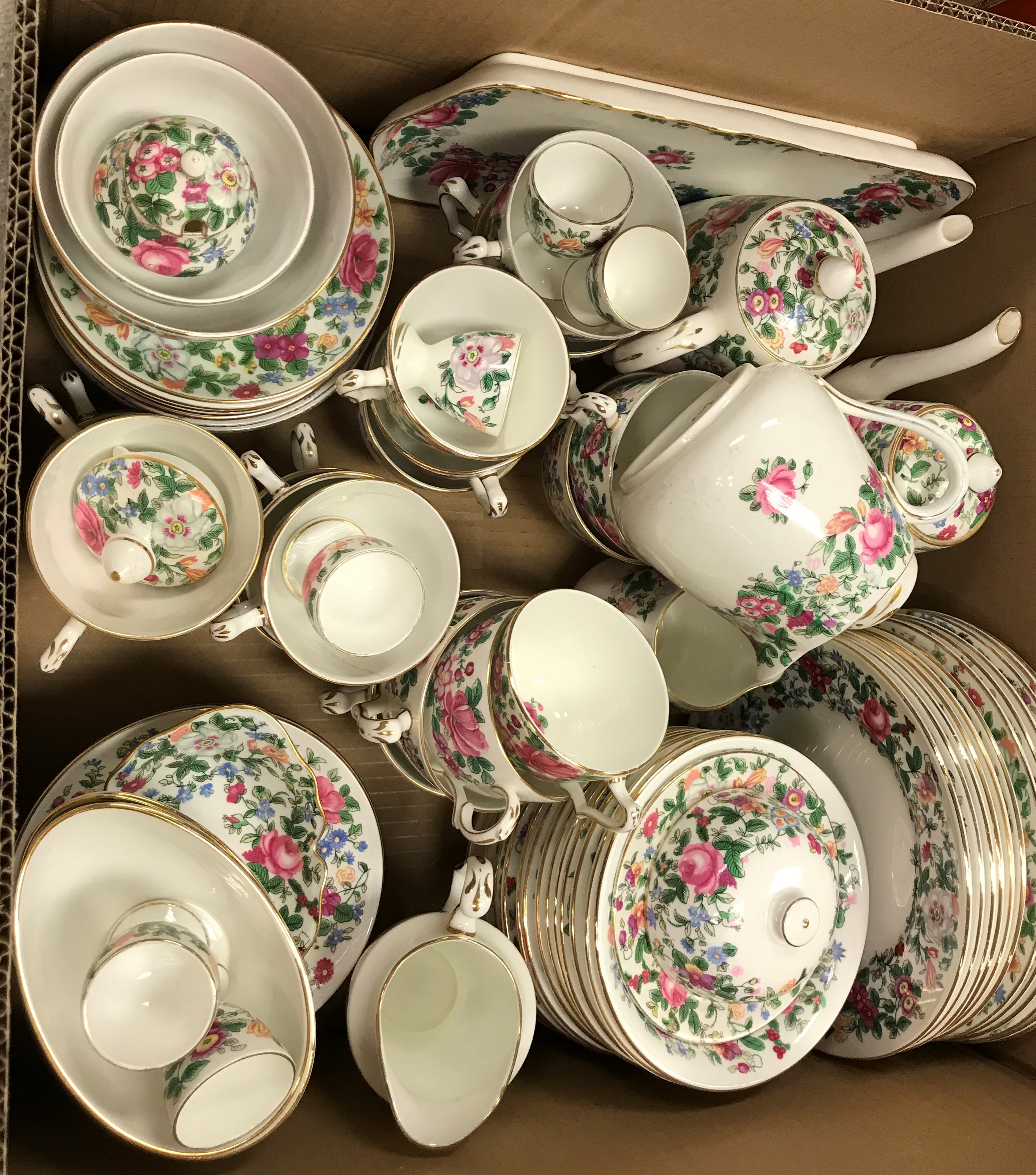 A large collection of Crown Staffordshire "Thousand Flowers", approx 131 pieces, including various