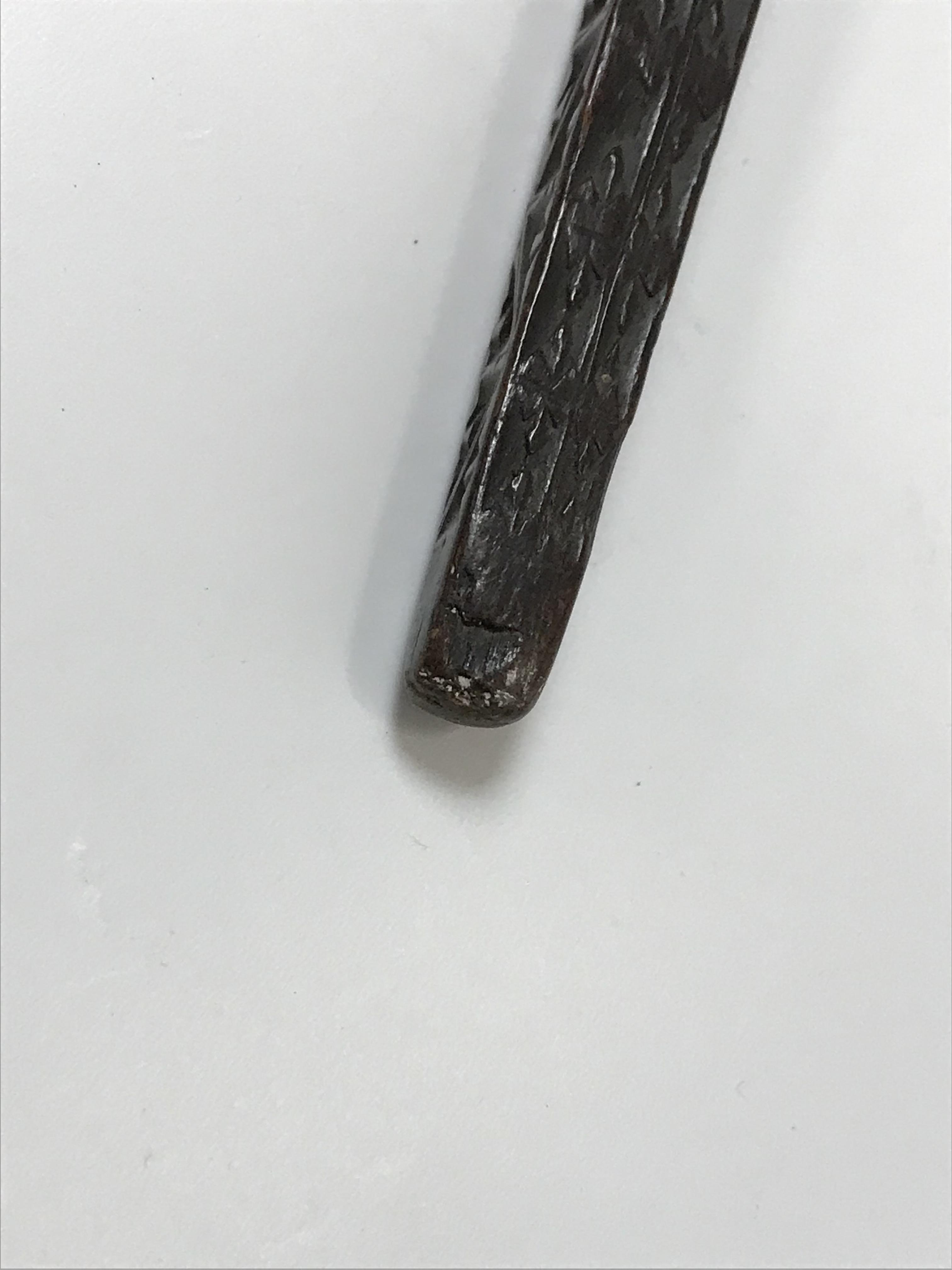 An 18th Century Continental carved treen ware tally stick with clenched fist finial over a rope- - Image 32 of 40