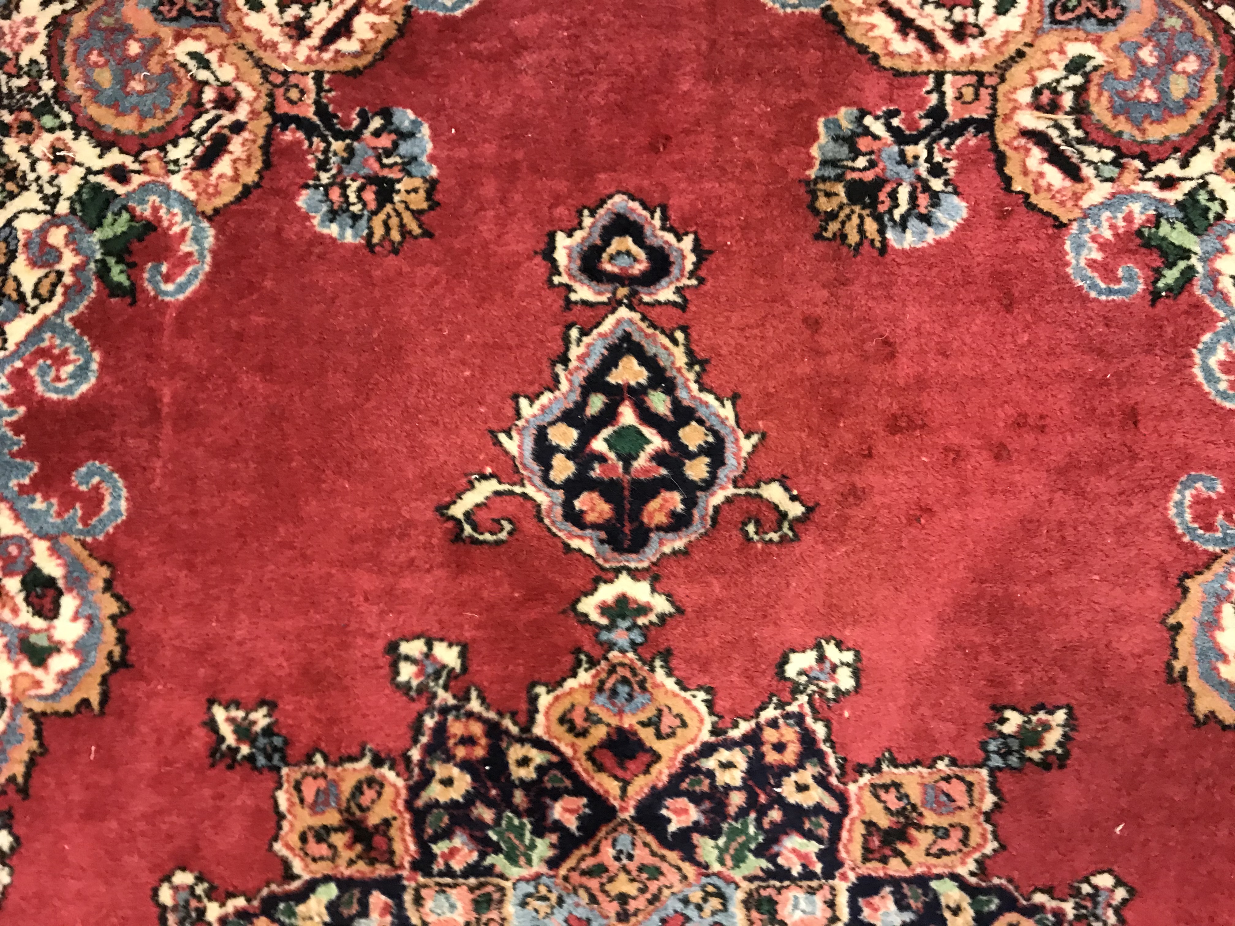 A pair of fine Oriental rugs, the central panels set with floral decorated circular medallion on a - Image 36 of 41