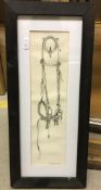 A KIRKPATRICK "Tack rack with head collar", pencil, signed lower right, size including frame