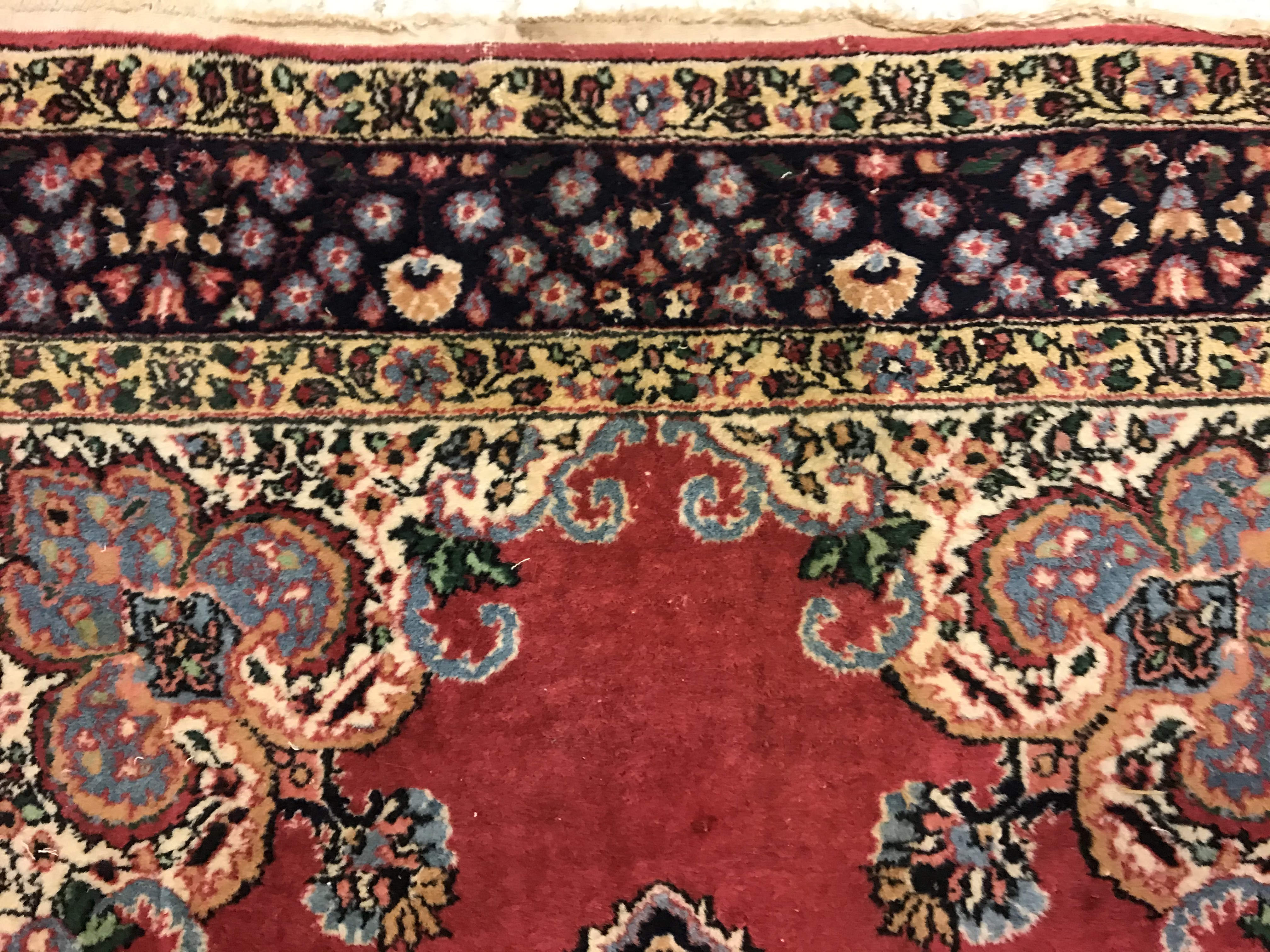 A pair of fine Oriental rugs, the central panels set with floral decorated circular medallion on a - Image 39 of 41