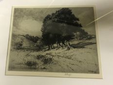 ENGLISH SCHOOL "Horses by trees", pencil wash, dated lower right "August 15th 1957", size