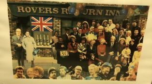 AFTER PETER BLAKE "Coronation Street cast outside The Rovers Return", colour print, limited