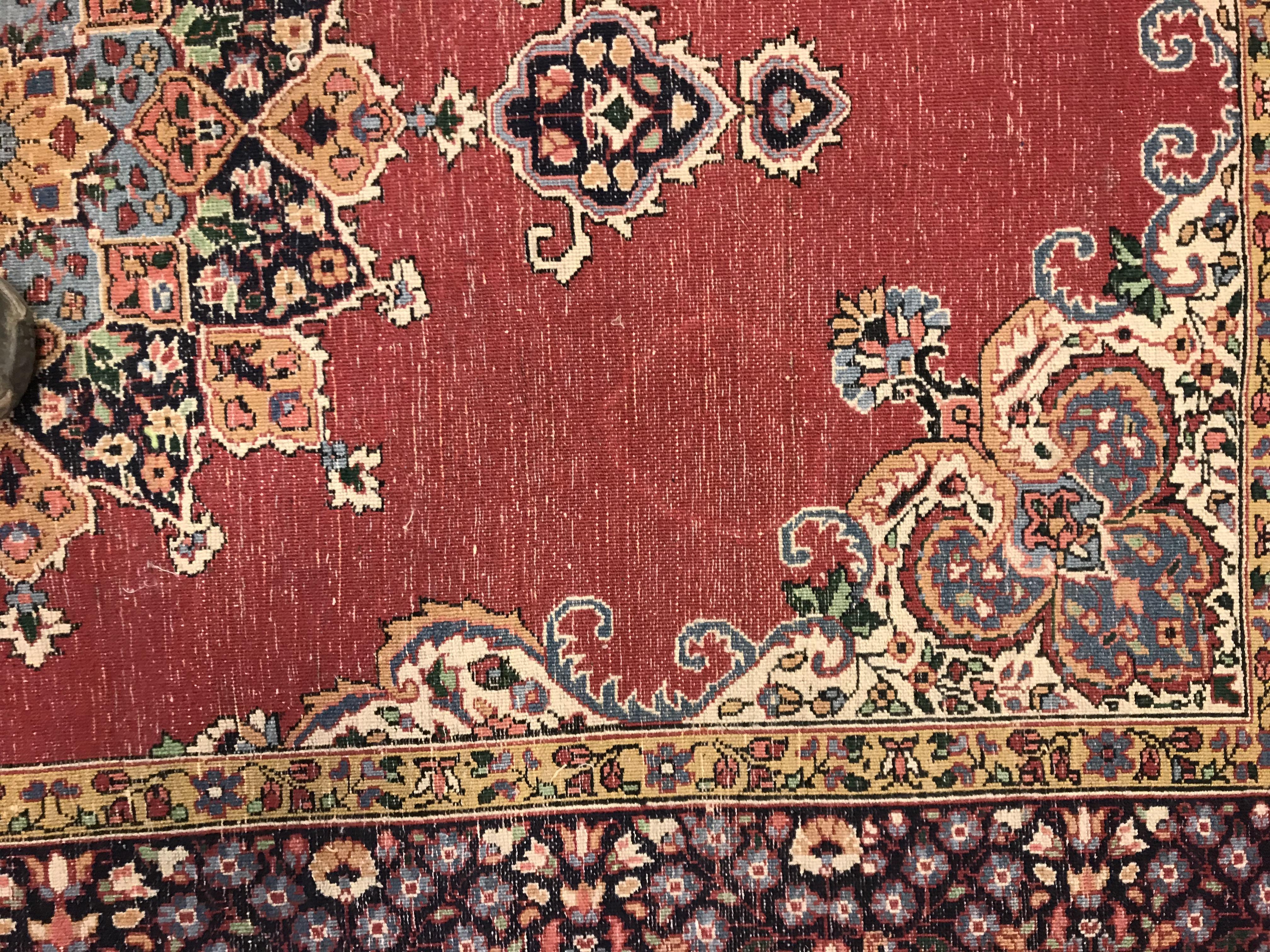 A pair of fine Oriental rugs, the central panels set with floral decorated circular medallion on a - Image 24 of 41