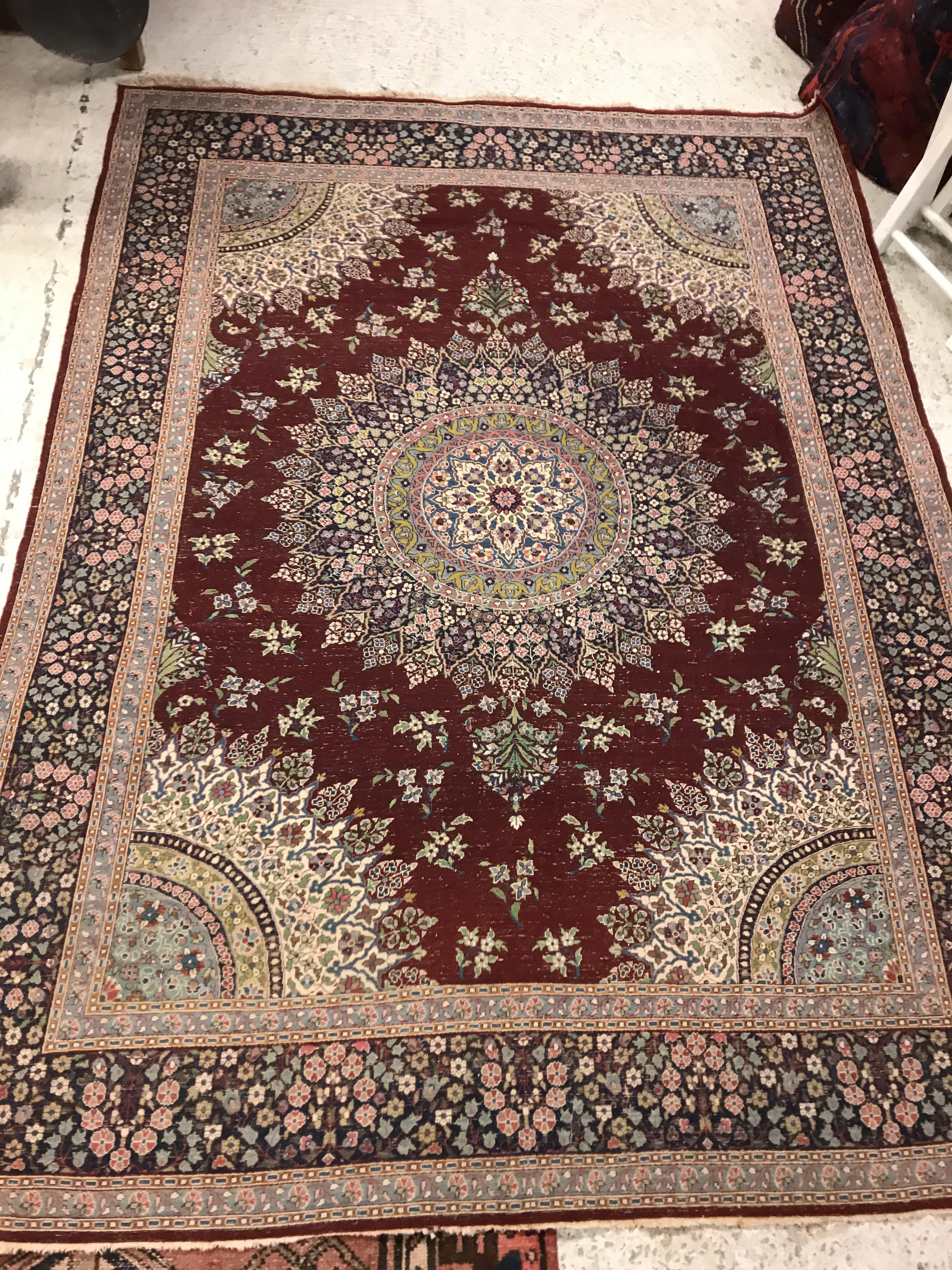 A pair of fine Oriental rugs, the central panels each set with floral decorated circular medallion - Image 37 of 41