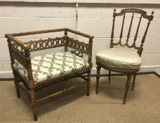 A late Victorian carved giltwood salon chair of square form, the plain top with moulded edge above