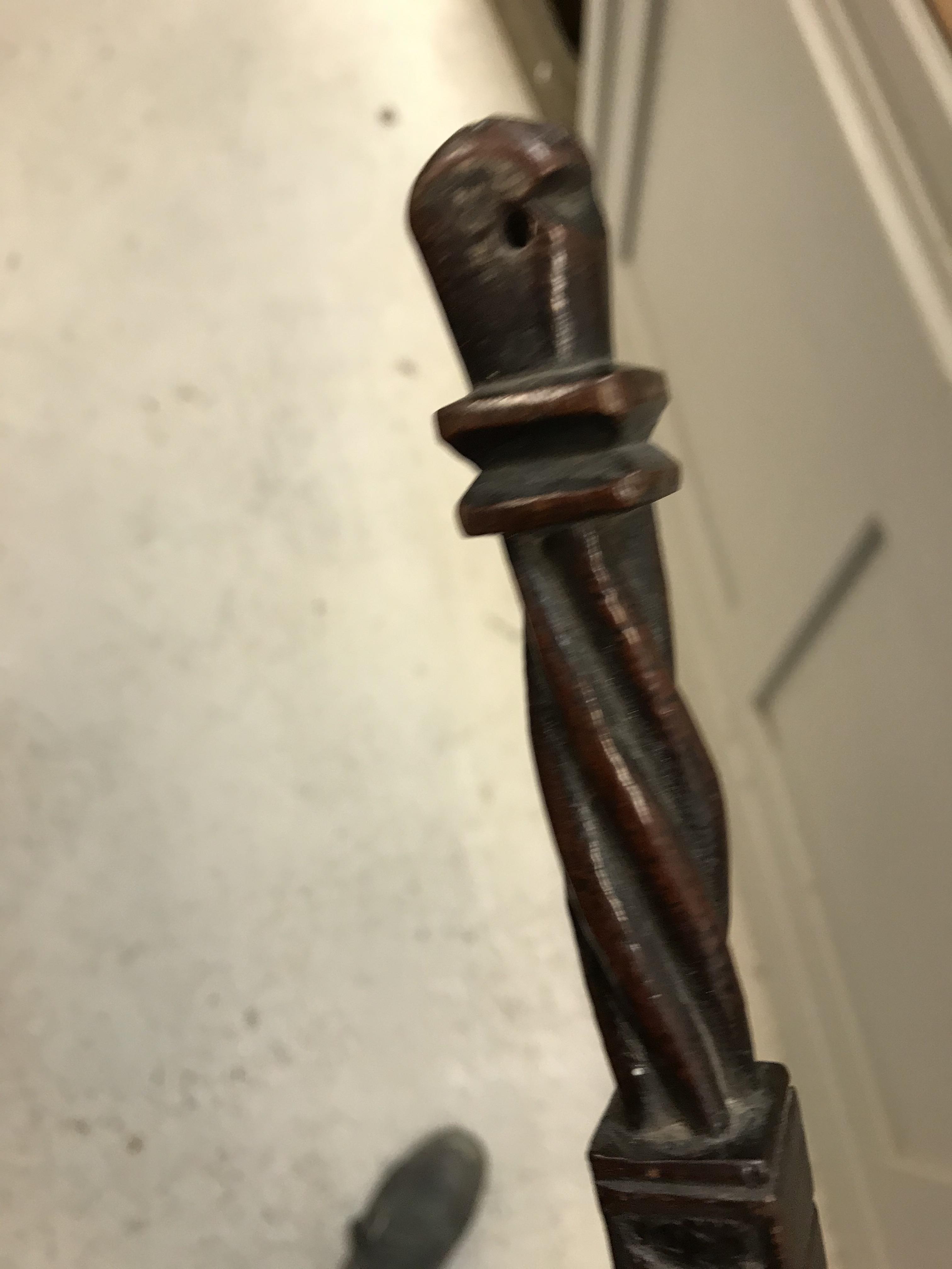 An 18th Century Continental carved treen ware tally stick with clenched fist finial over a rope- - Image 33 of 40
