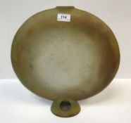 A studio pottery moon flask vase, raised on a pierced oval foot, 43 cm high