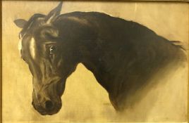 IN THE MANNER OF HERRING "Thoroughbred horse head", oil on canvas, unsigned, together with