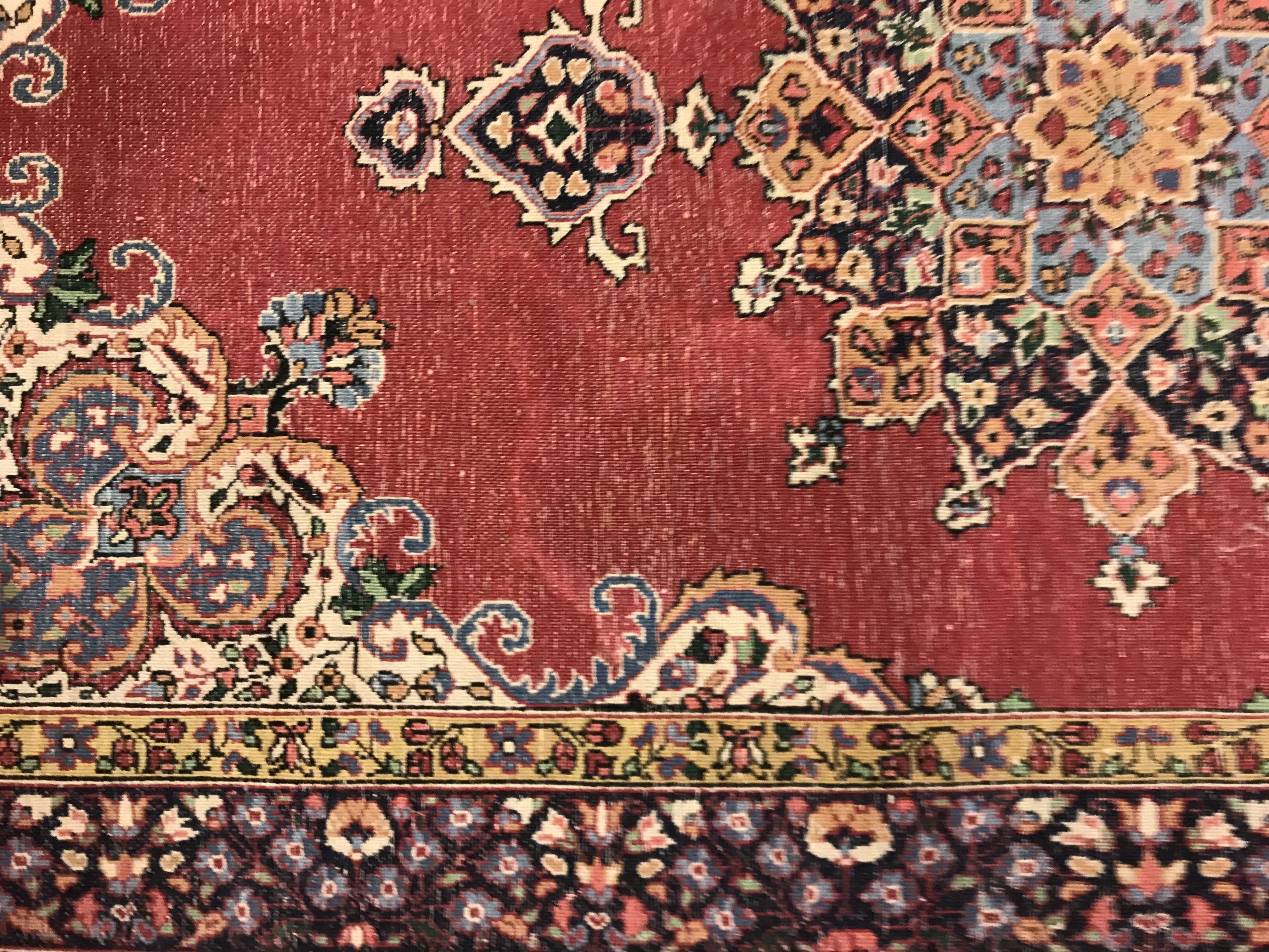 A pair of fine Oriental rugs, the central panels set with floral decorated circular medallion on a - Image 23 of 41