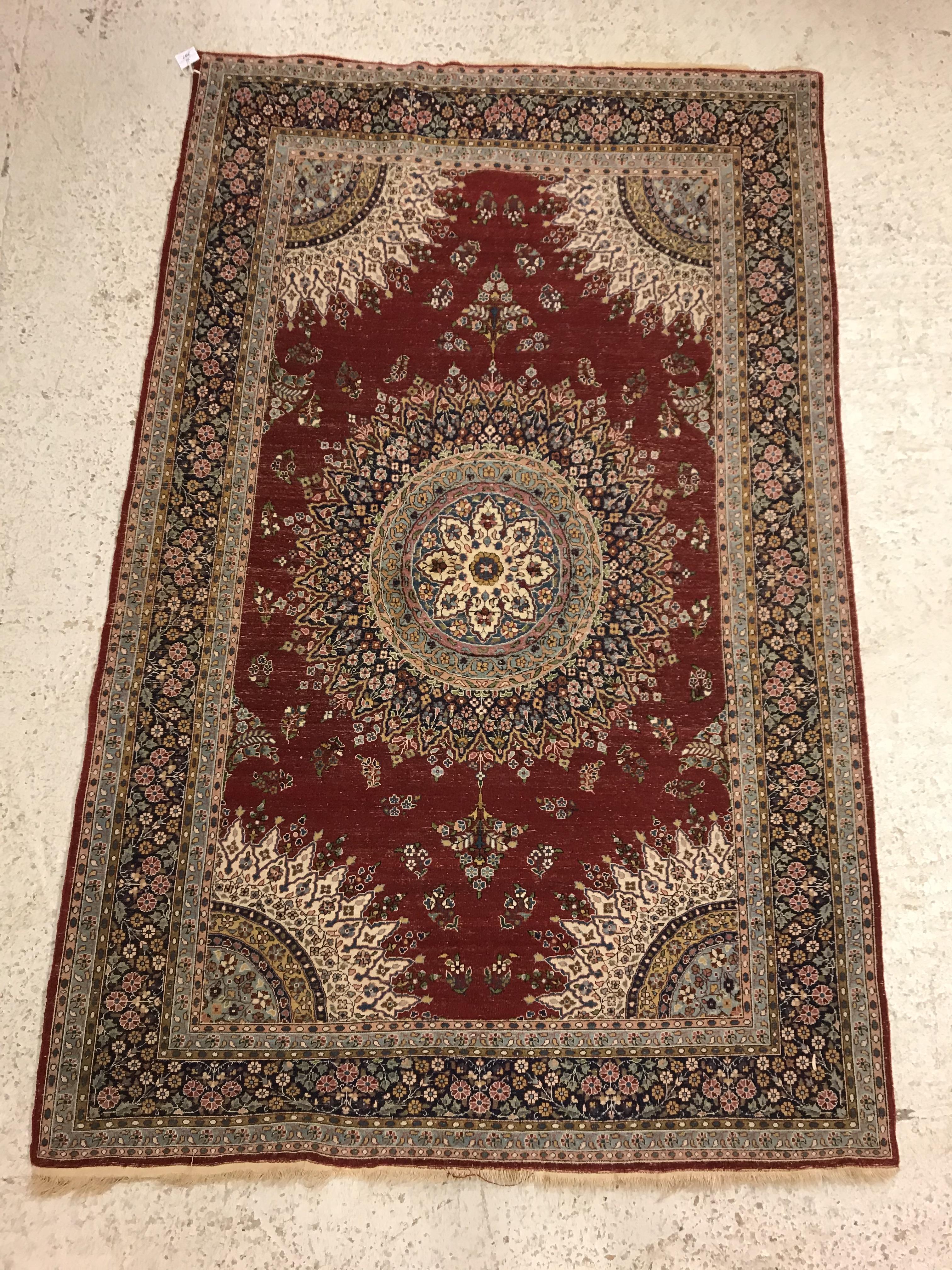 A pair of fine Oriental rugs, the central panel set with floral decorated circular medallion on a - Image 5 of 48