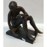 VINCENT BUTLER "Nude seated upon a stool", chocolate patinated bronze, signed and dated 1979, on a