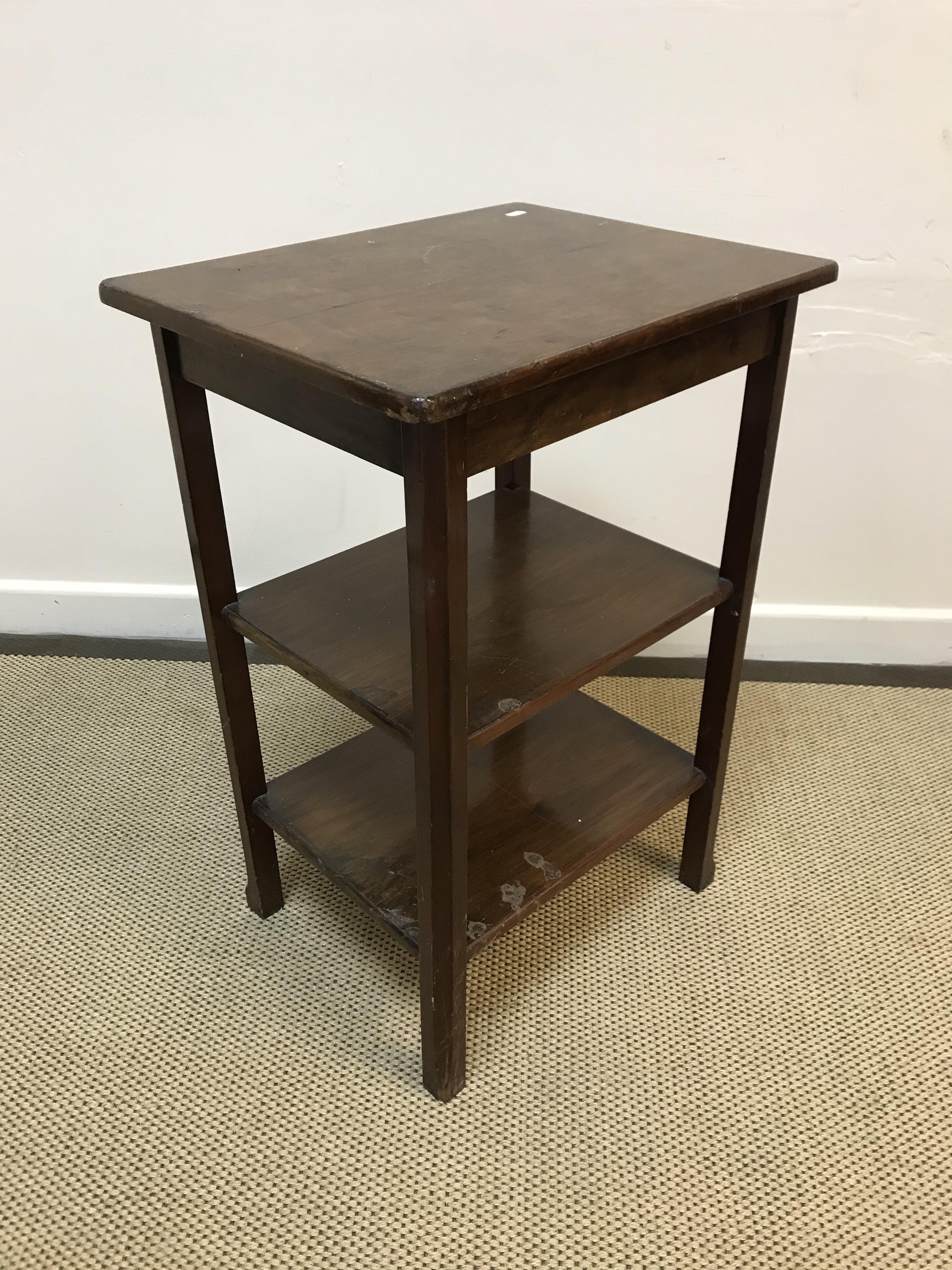 A Victorian oak revolving bookcase with side reading slope over slatted sides on a cruciform base to - Image 4 of 5