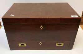 A collection of various treen ware to include large mahogany rectangular box with military style