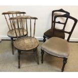 A circa 1900 carved giltwood and gesso framed hall chair with upholstered back and drop-in seat on