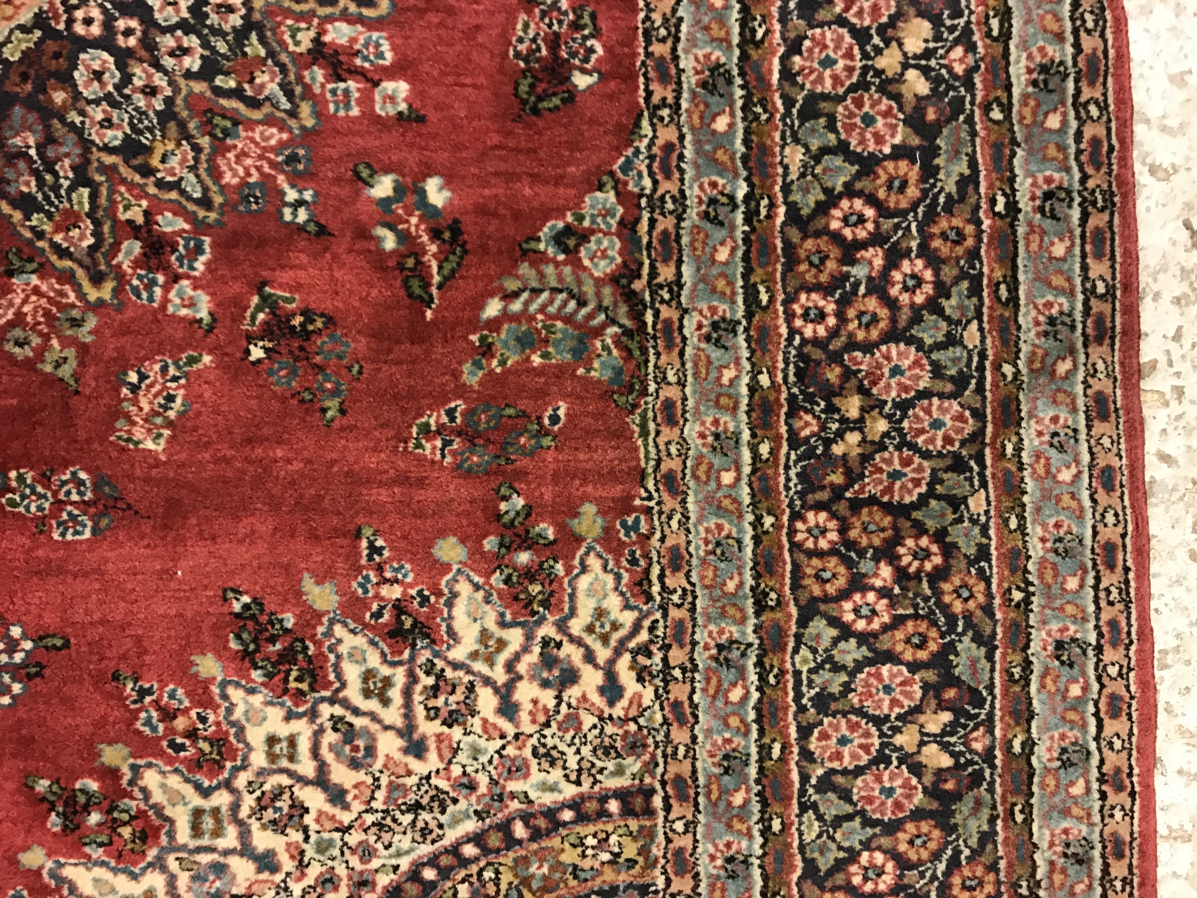 A pair of fine Oriental rugs, the central panel set with floral decorated circular medallion on a - Image 36 of 48