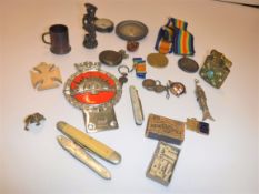 A collection of various objets de vertus including a 1914-18 medal awarded to "MG Wylde V.A.D",