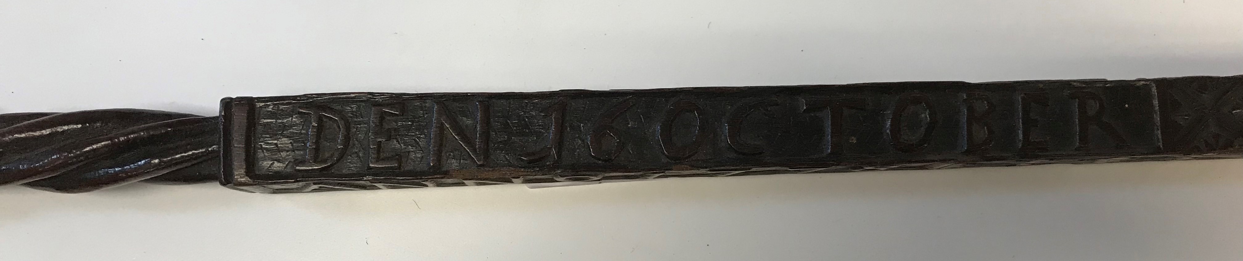 An 18th Century Continental carved treen ware tally stick with clenched fist finial over a rope- - Image 3 of 40