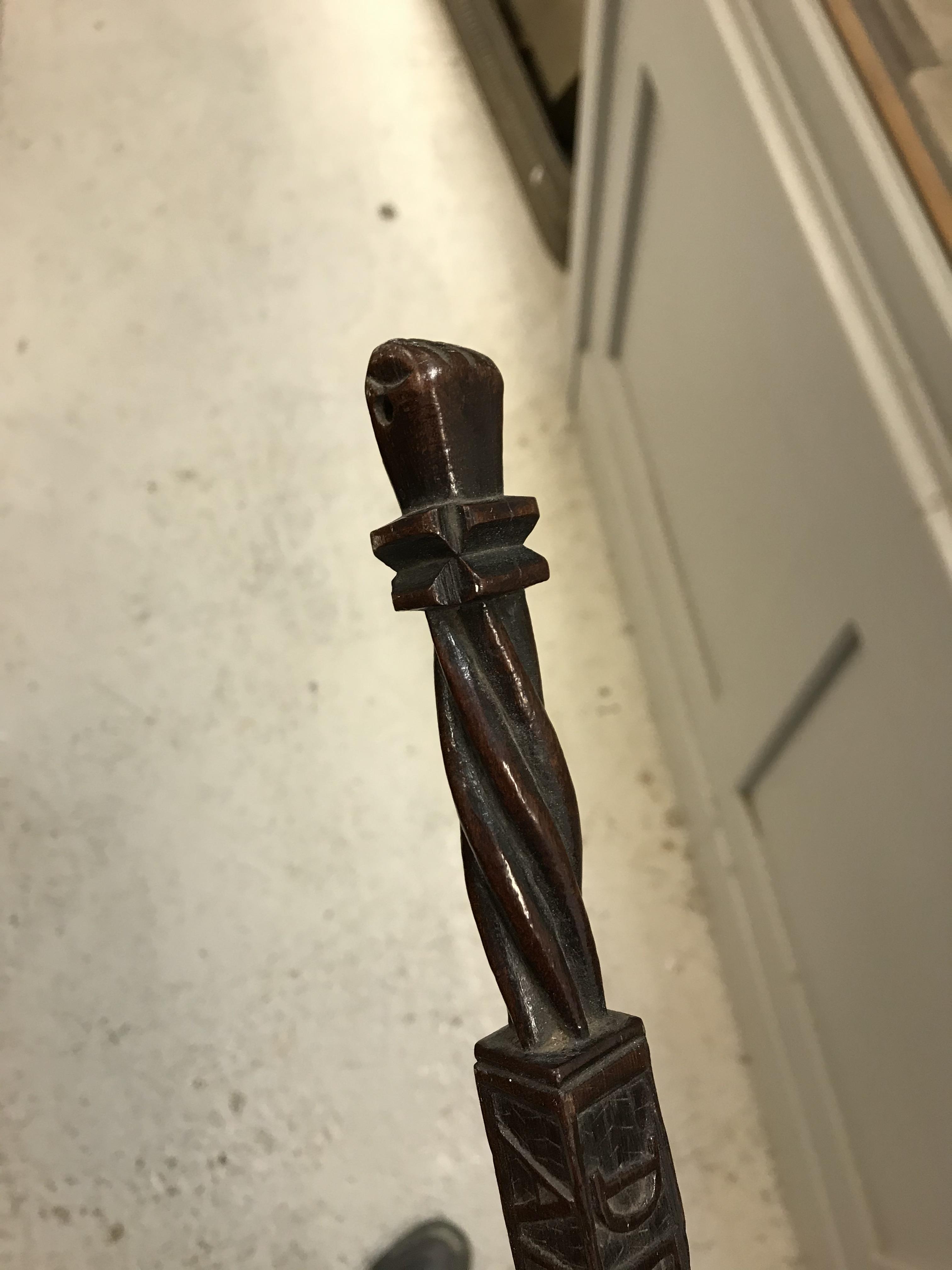 An 18th Century Continental carved treen ware tally stick with clenched fist finial over a rope- - Image 35 of 40
