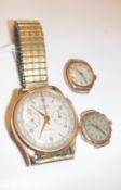 A 1950's 18 carat gold cased Roga chronograph wristwatch with Fixoflex expanding bracelet,