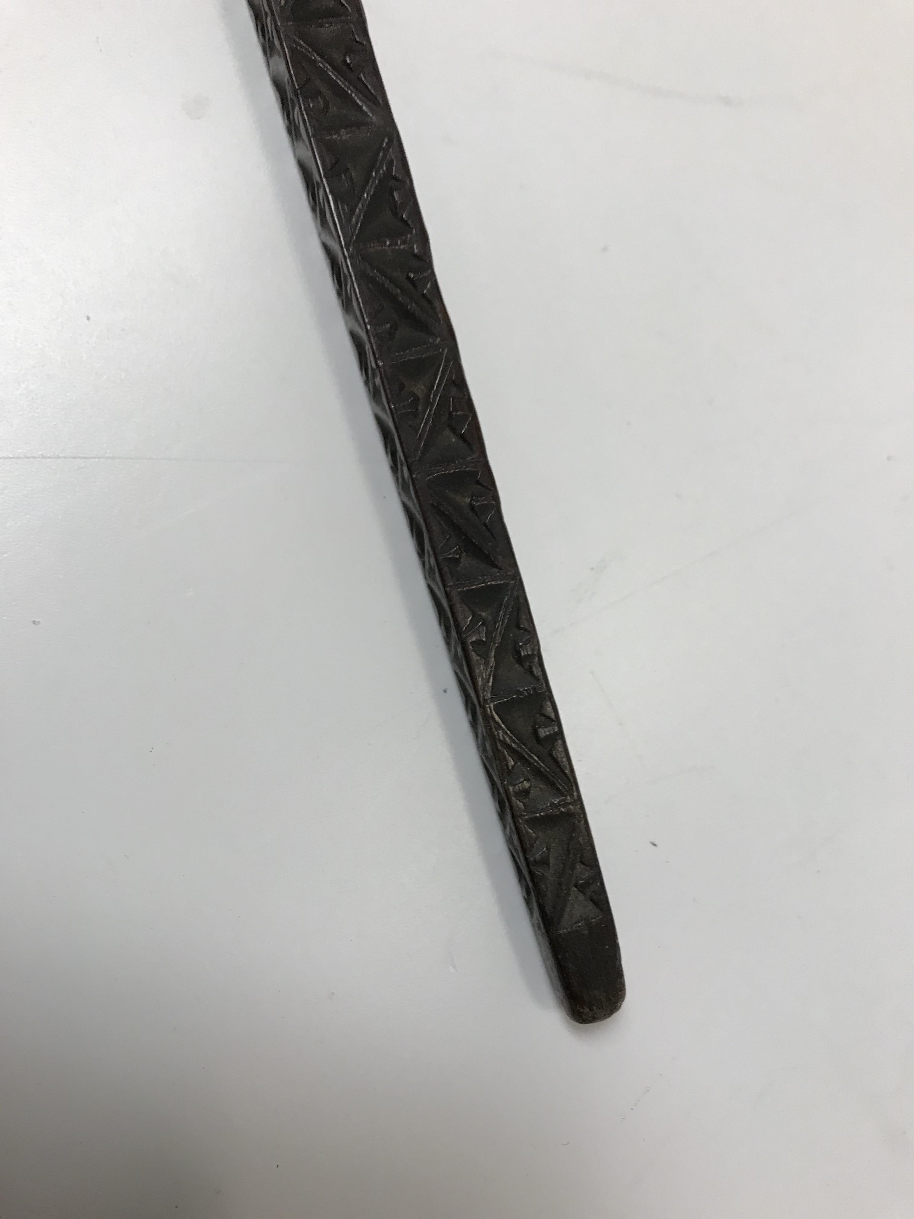 An 18th Century Continental carved treen ware tally stick with clenched fist finial over a rope- - Image 10 of 40