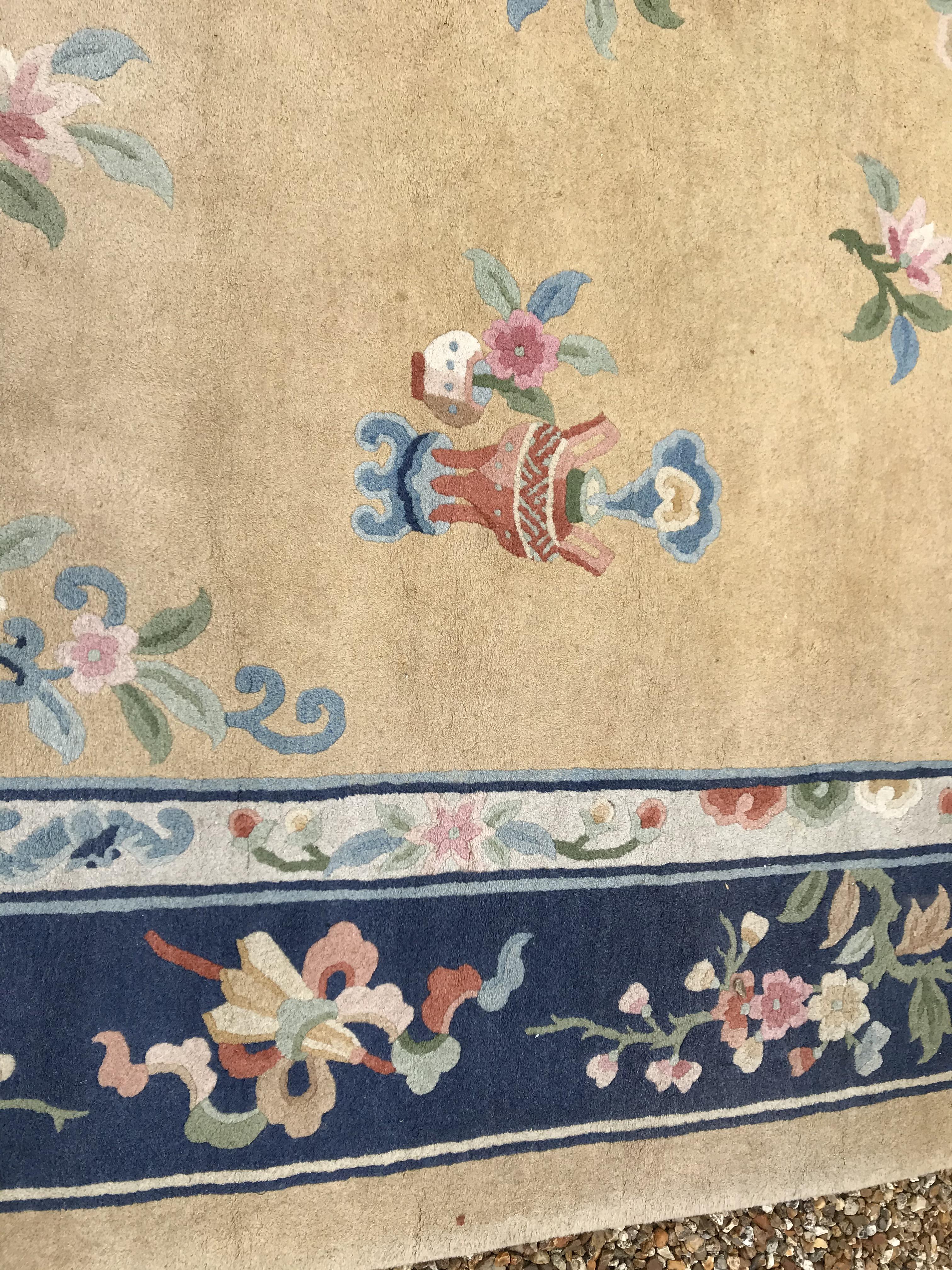A Chinese Superwash rug, the central panel set with dragon motif on a gold ground, set with floral - Image 7 of 21