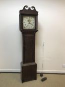 A 19th Century oak cased long case clock, the 30 hour movement with square enamelled dial and date