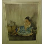 AFTER SIR WILLIAM RUSSELL FLINT "Cecilia Contemplating Europa", a limited edition colour print No'd.