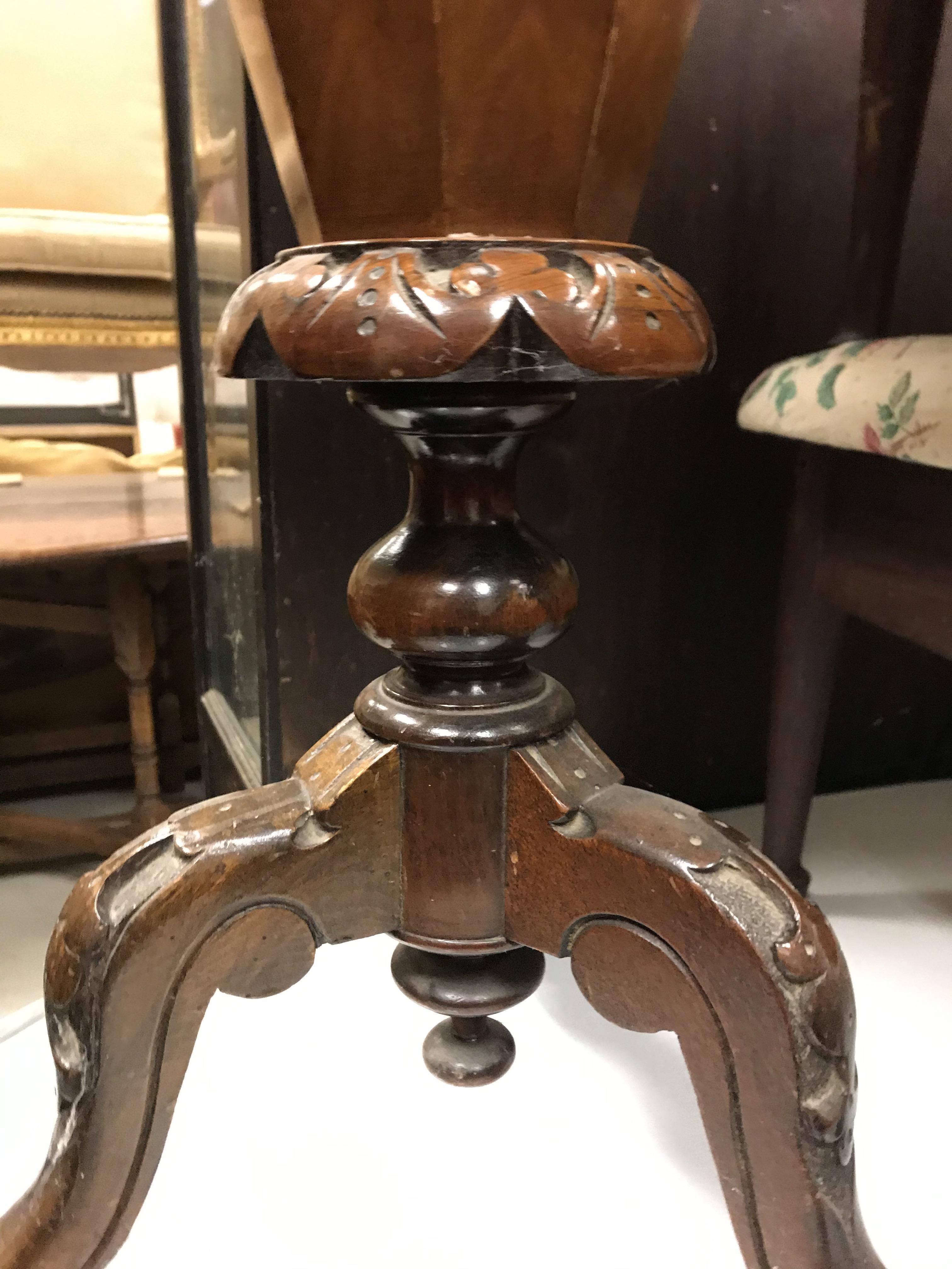A Victorian walnut and parquetry games top trumpet-shaped work table, the rising top opening to - Image 11 of 28