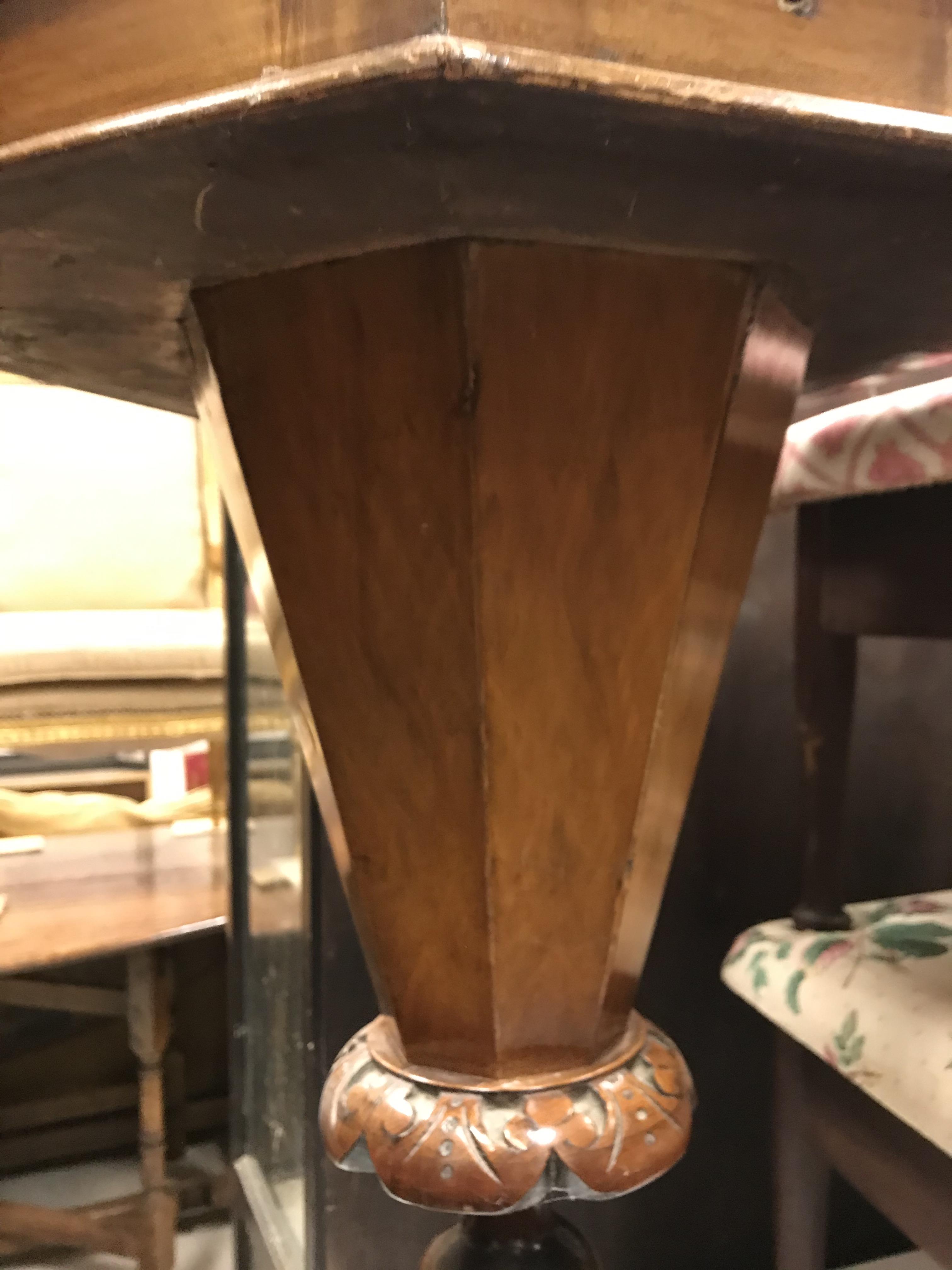 A Victorian walnut and parquetry games top trumpet-shaped work table, the rising top opening to - Image 10 of 28
