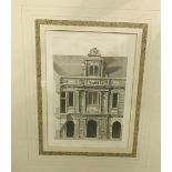 A set of six framed and glazed architectural engravings or bookplates from "L'Arcitecture en