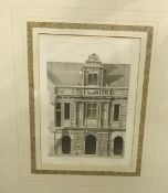 A set of six framed and glazed architectural engravings or bookplates from "L'Arcitecture en