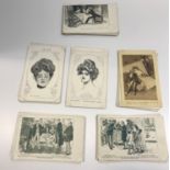 A collection of approx 60 vintage postcards of Charles Gibson drawings