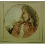 AFTER SIR WILLIAM RUSSELL FLINT "Ray as Madame Pompadour", colour print, within circular mount, 26