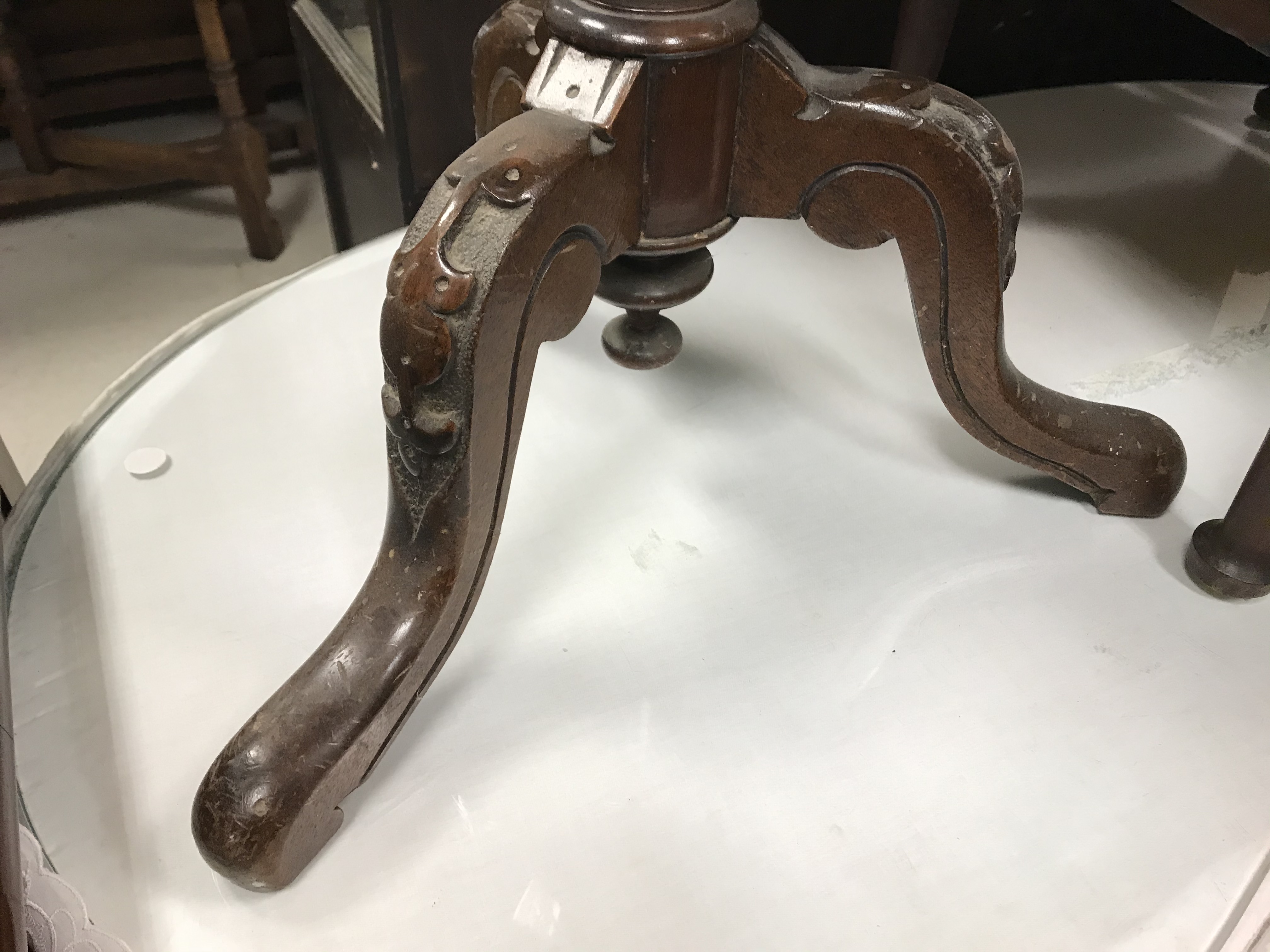 A Victorian walnut and parquetry games top trumpet-shaped work table, the rising top opening to - Image 27 of 28
