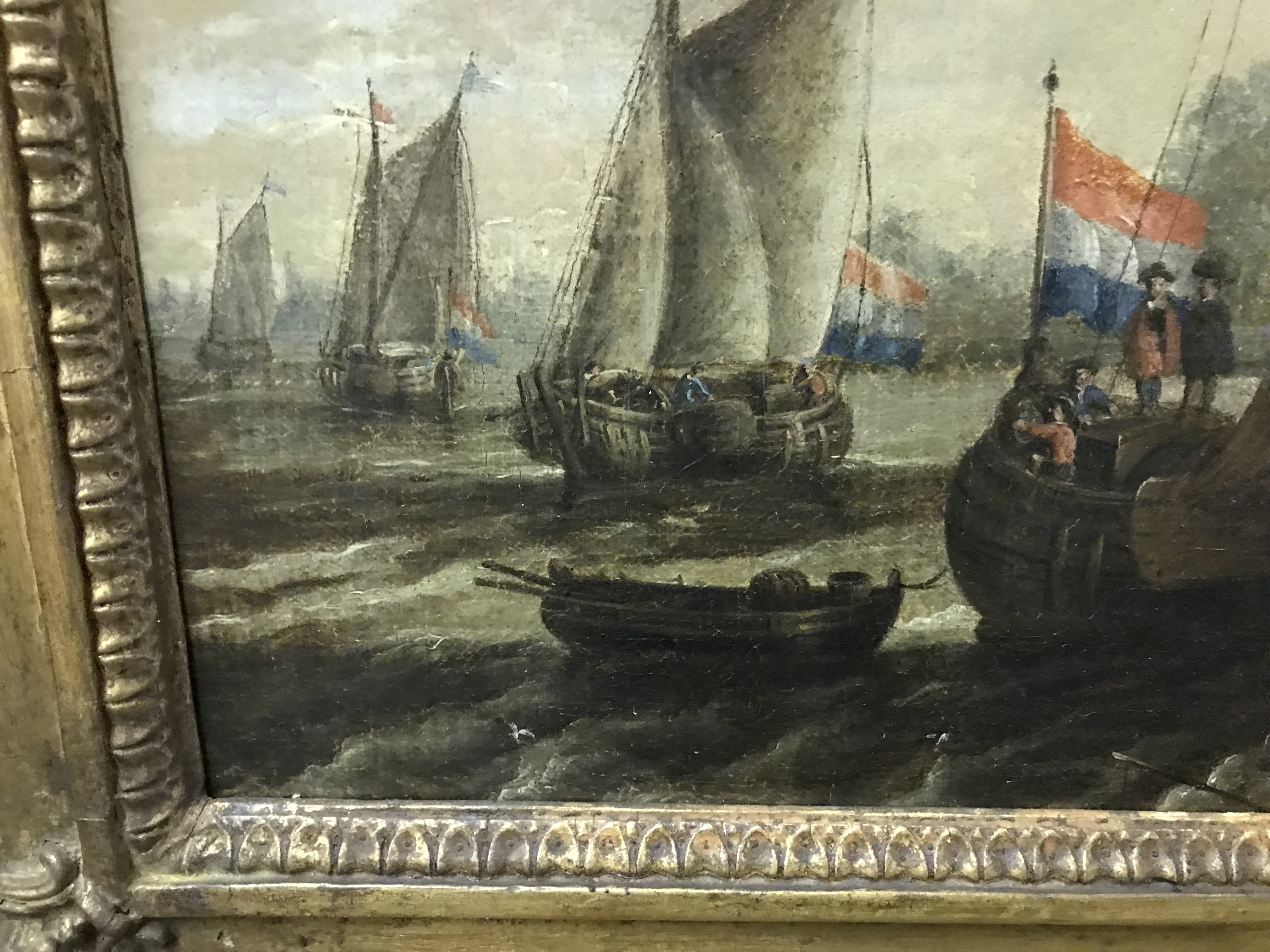 SCHOOL OF ABRAHAM STORCK "A river scene with boats and figures", study of Dutch sailing vessels on a - Image 24 of 37