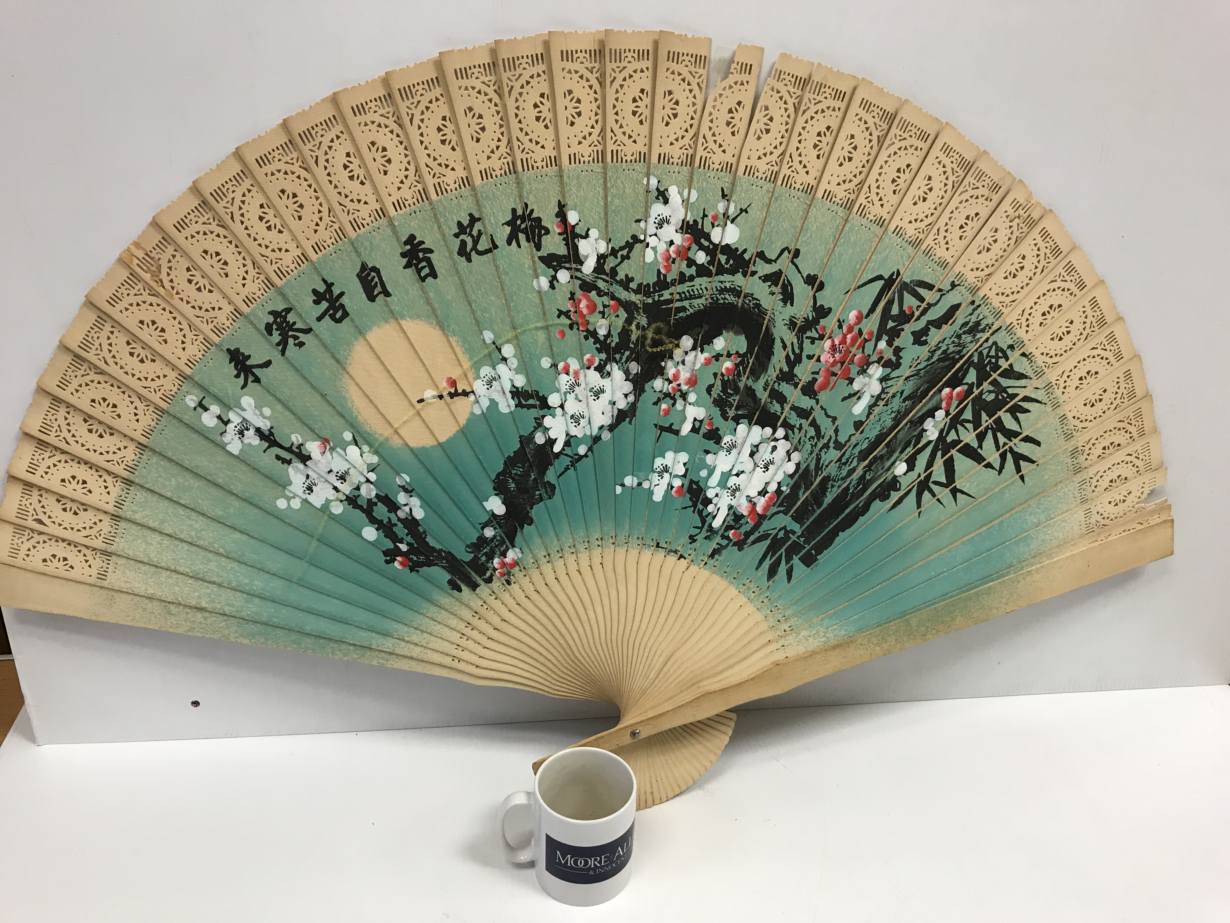 A collection of six modern Chinese printed fabric and bamboo fans of large proportions each - Image 9 of 15