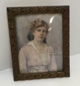 EARLY 20TH CENTURY ENGLISH SCHOOL "Gladys" a miniature portrait study of a young girl in pink and