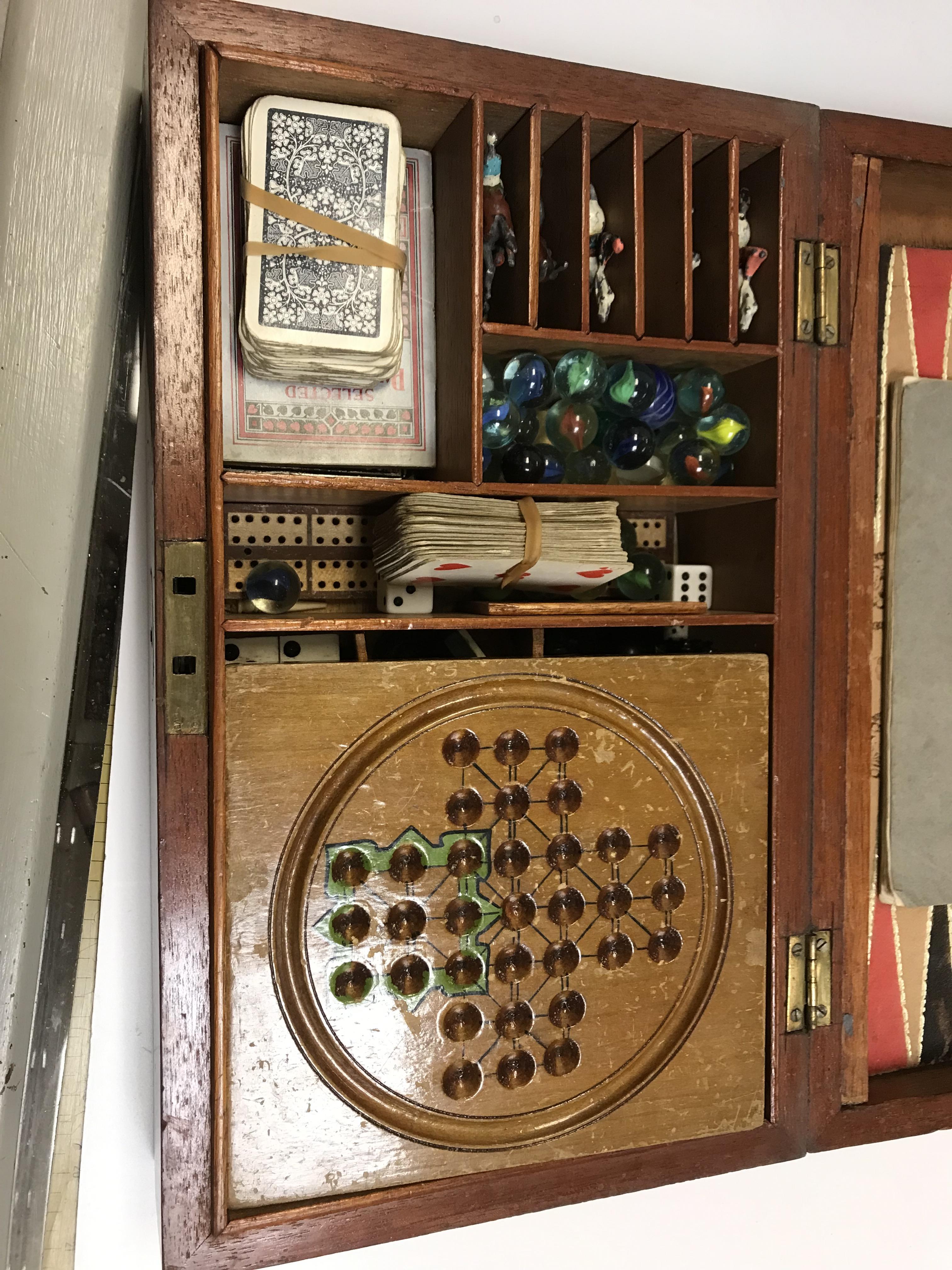 A mahogany cased games compendium containing various games pieces including Chess, Draughts, - Image 23 of 42