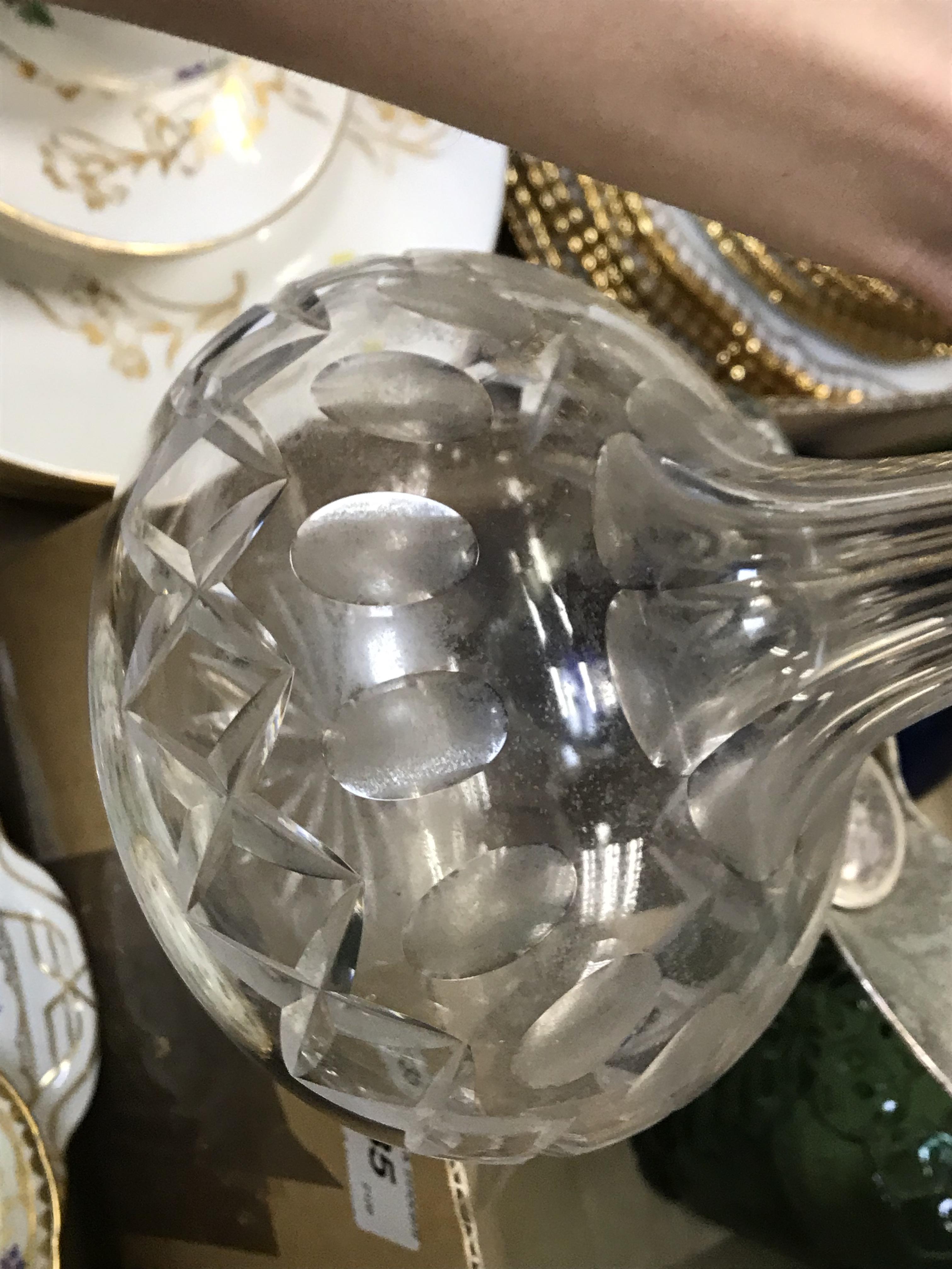 A box containing a collection of four decanters including a pair of green glass grape and vine - Image 17 of 18