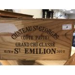 Chateau St. Georges (Côte Pavie) Grand Cru Classé St. Emilion, 2010 x 12 bottles (OWC)